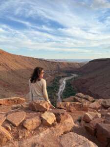 Girls camel trekking in Sahara Desert Morocco